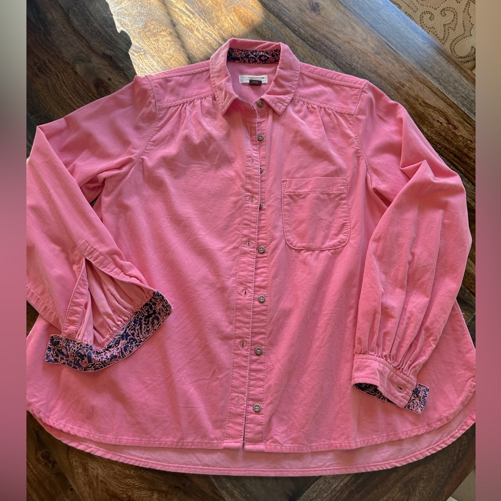 Pilcro by Anthropologie pink corduroy blouse sz xs